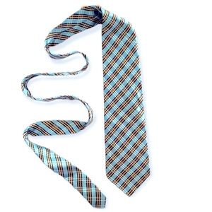 Plaid Neck Tie Baby Blue & Tan Preppy Formal Prom The Tie Bar